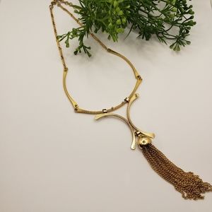 Sarah Coventry Gold Tone Adjustable Tassel Necklace Vintage 70s 80s